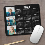 Kalender 2024 mit 3 FotoCollage - schwarz Mousepad<br><div class="desc">Eine 3-Foto-Collage mit einem Kalender 2024. Ein lustiger Gegenstand für das neue Jahr. Fügen Sie diesem Design 3 quadratische Fotos hinzu.</div>