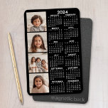 Kalender 2024 mit 4 FotoCollage - schwarz Magnet<br><div class="desc">Eine 4-Foto-Collage mit einem Kalender. Ein lustiger Gegenstand für das neue Jahr. Fügen Sie diesem Design 4 quadratische Fotos hinzu.</div>