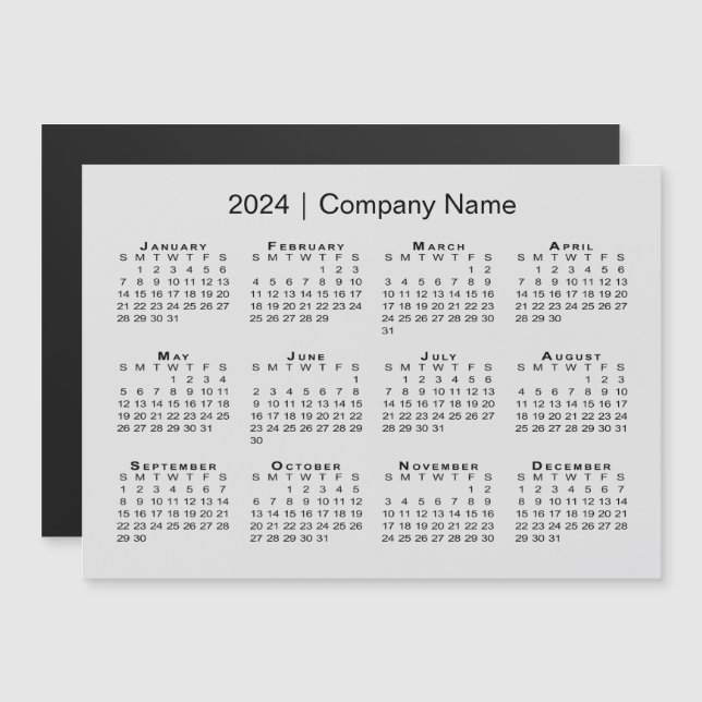 Kalender 2024 mit Firmenname Gray Magnet (Vorne/Hinten)