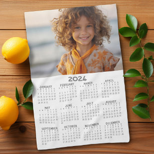 Kalender 2024 mit Foto Basic Gray White Geschirrtuch