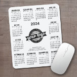 Kalender 2024 mit Logo, Kontaktinformationen Weiß Mousepad<br><div class="desc">Fügen Sie ein Logo mit einem Kalender 2024 und Raum,  um ein paar Zeilen Text hinzuzufügen. Der Kalender umgibt Ihr Business-Branding. —Sie können die Farben im erweiterten Designbereich ändern. Ein lustiges Objekt für das neue Jahr,  das Sie als Firmengeschenk verwenden können. Sie können die Farben im erweiterten Designbereich ändern.</div>