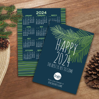 Kalender 2024 und Glückliches neues Jahr-ADD-Logo Feiertagskarte