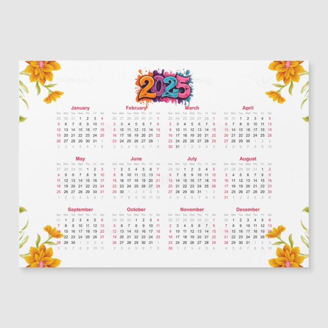 Kalender 2025 für die Volljahresperiode - Basissze Magneteinladung (Vorderseite)