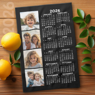 Kalender 2025 mit 4 FotoCollage Black Geschirrtuch