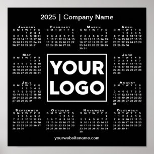 Kalender 2025 mit Firmenlogo und Name Black Poster