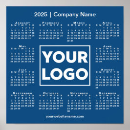 Kalender 2025 mit Firmenlogo und Name Blau Poster