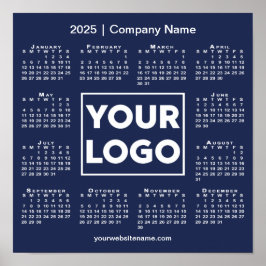 Kalender 2025 mit Firmenlogo und Name Navy Blue Poster