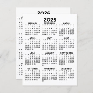 Kalender 2025 und 2026 Jahresansicht - Basic Minim Postkarte