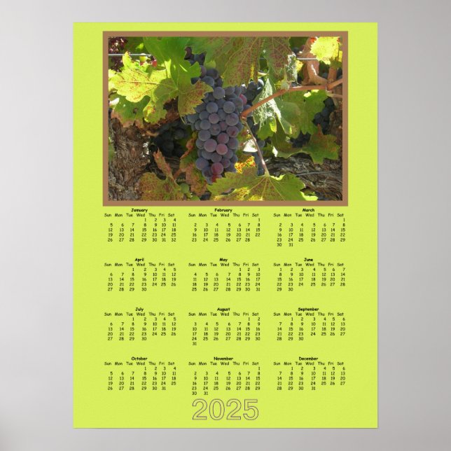 Kalender - 2025 Weintrauben Poster (Vorne)