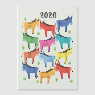 Kalender 2026 - Farbiger Donkey Magnetkarte