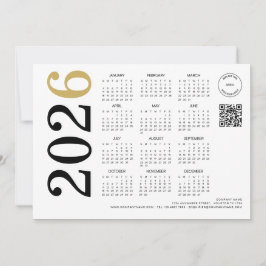 Kalender 2026 Firmenlogo QR-Code Glücklich Neues J Feiertagskarte