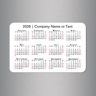 Kalender 2026 mit benutzerdefiniertem, schwarz-wei magnet