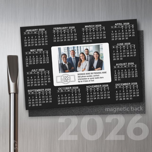Kalender 2026 mit Logo Kontakt Information Magnet (2026 Calendar with a Place for your logo - Hand Out To Clients as a Thank You Gift!)