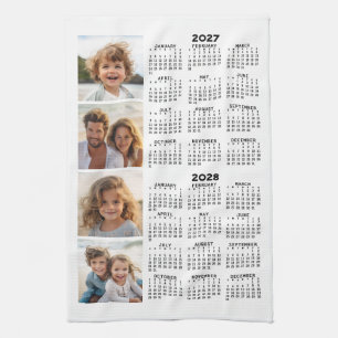 Kalender 2027 2028 mit 4-Foto-Collage Geschirrtuch