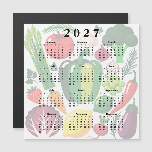 Kalender 2027 Gemüse Magnetkarte (Vorne/Hinten)