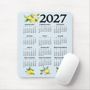 Kalender 2027 im italienischen Stil Zitronen blaue Mousepad