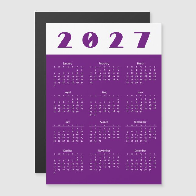 Kalender 2027 magnetkarte (Vorne/Hinten)