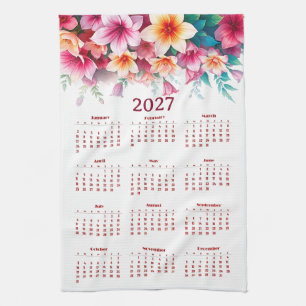 Kalender 2027 mit Blumen Geschirrtuch