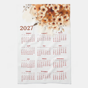 Kalender 2027 mit Blumen Geschirrtuch