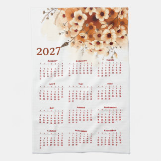 Kalender 2027 mit Blumen Geschirrtuch