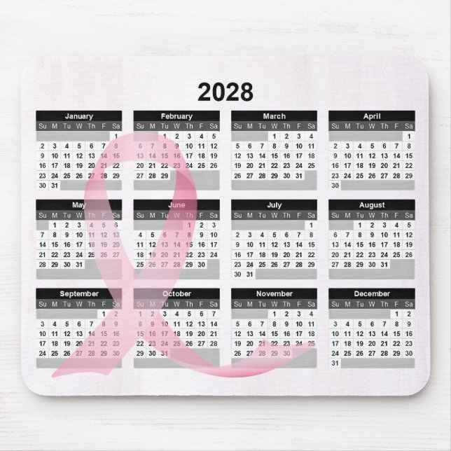 Kalender 2028 Pinkes Band Mousepad (Vorne)