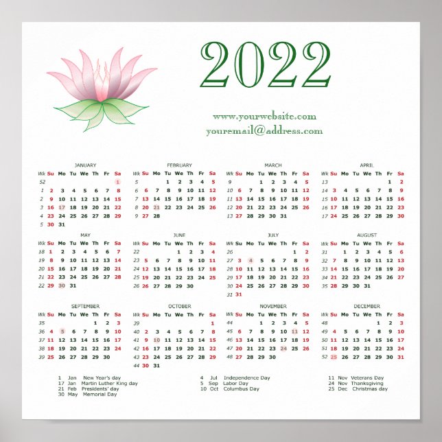 Kalender 202 für Unternehmen, fügen Sie Ihr Logo,  Poster (Vorne)