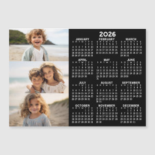 Kalender - 3 Fotos - Basis Schwarz Weiß Magnet