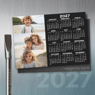 Kalender - 3 Fotos - Schwarz-weißes Grundmagazin Magnetkarte
