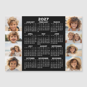 Kalender - 8 Fotos - Einfacher Schwarz-Weiß-Magnet Magnetkarte