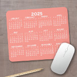 Kalender der ganzjährigen Ansicht - horizontal Mousepad<br><div class="desc">Korallen und Weiß - Ein minimaler, einfacher 12-monatiger Kalender mit einem soliden Hintergrund. Eine Standardsuche nach Ihrem Zuhause-Büro oder Schulfach. Die Schriftart sind einfach zu lesen und die Farben können geändert werden. — Wenn Sie den personalisierten Bereich öffnen, wird es Sie zu einem erweiterten Designbereich führen, in dem Sie die...</div>