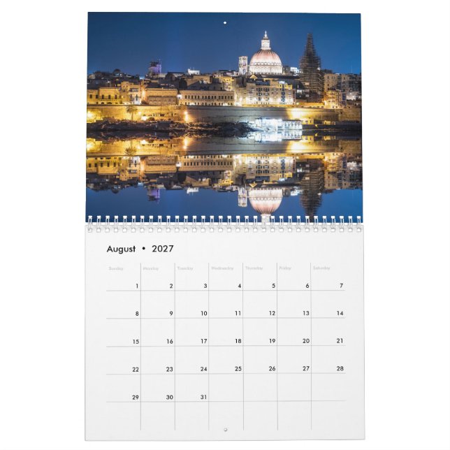 Kalender der Landschaften von Valletta (Aug 2027)