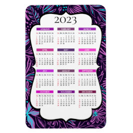Kalender der Lila und blauen tropischen Blätter 20 Magnet