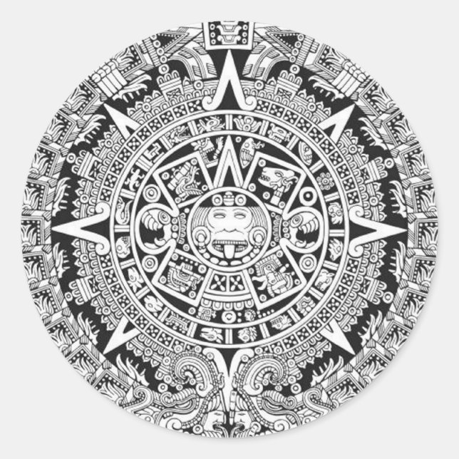Kalender der Maya 12.21.2012 Aztec Runder Aufkleber (Vorderseite)