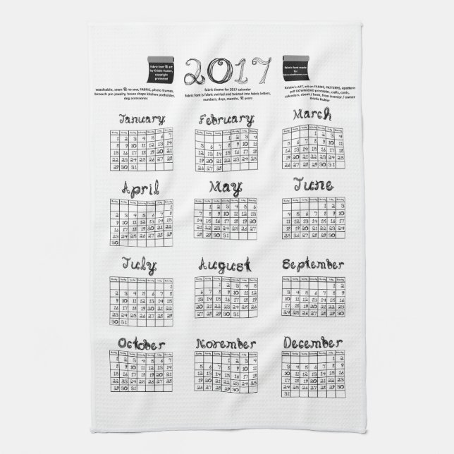 Kalender des geschirrtuch (Vertikal)
