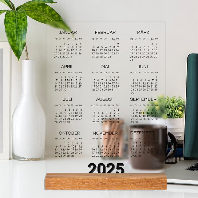 Kalender Deutsch 2025 (Kalender Deutsch 2025 Yearly Modern Acrylic Sign)