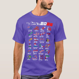 Kalender Formel Rennwagen 2026 Rennstrecken Farben T-Shirt