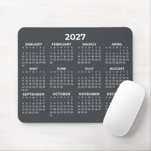 Kalender für das gesamte Jahr 2027 Modernes Anthra Mousepad