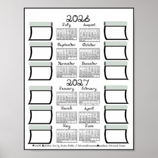 Kalender für das Schuljahr 2026-2027 Fabric Font & Poster