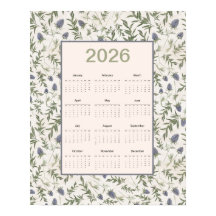 Kalender für das volle Jahr 2026 Distel