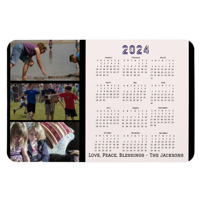 Kalender für Fotografien der Neujahrsfamilie 2024  Magnet (Horizontal)