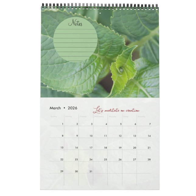 Kalender für Gott Meditation Gartenbilder: Notizen (Mär 2026)