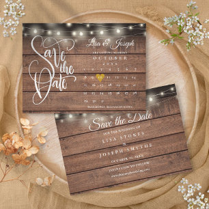 Kalender Gold Herz Rustikal Holz Hochzeit Save The Date