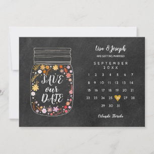 Kalender Herz Mason Jar Schiefertafel Save the Dat Einladung