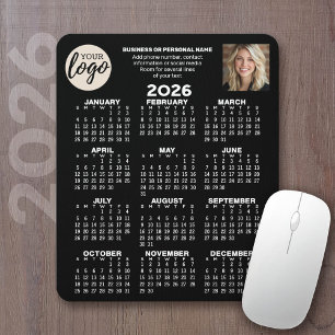 Kalender - Logo, Foto, Geschäftskontakt - schwarz Mousepad