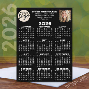 Kalender - Logo, Foto, Geschäftskontakte - schwarz Postkarte