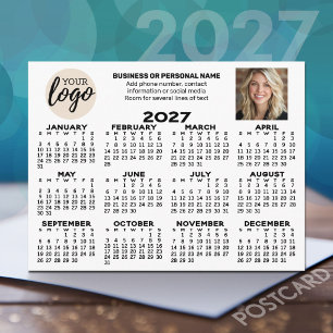 Kalender - Logo, Foto, Geschäftskontakte - weiß Postkarte