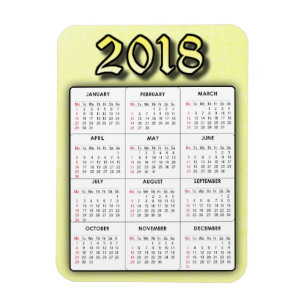 Kalender-Magnet des Gelb-2018 Magnet