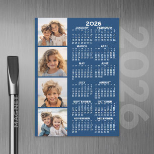 Kalender mit 4 Foto Collage Magnetic Card - Blau Magnetkarte