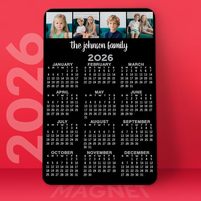 Kalender mit 4 Fotos Magnet (2026 Calendar Magnet)