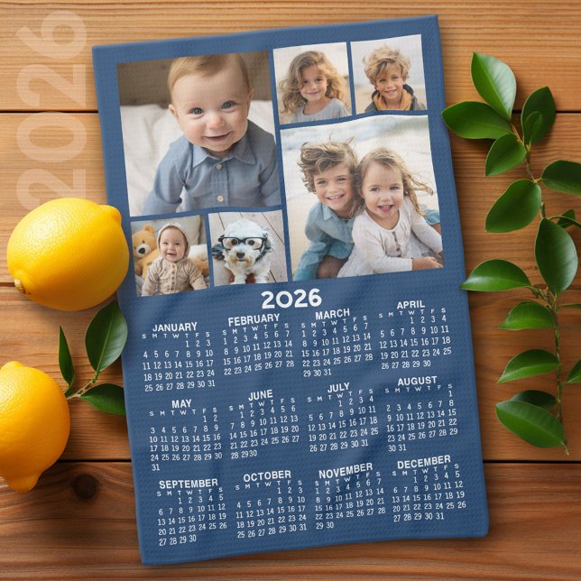 Kalender mit 6 Bildern - Blau Geschirrtuch (2026 Calendar)